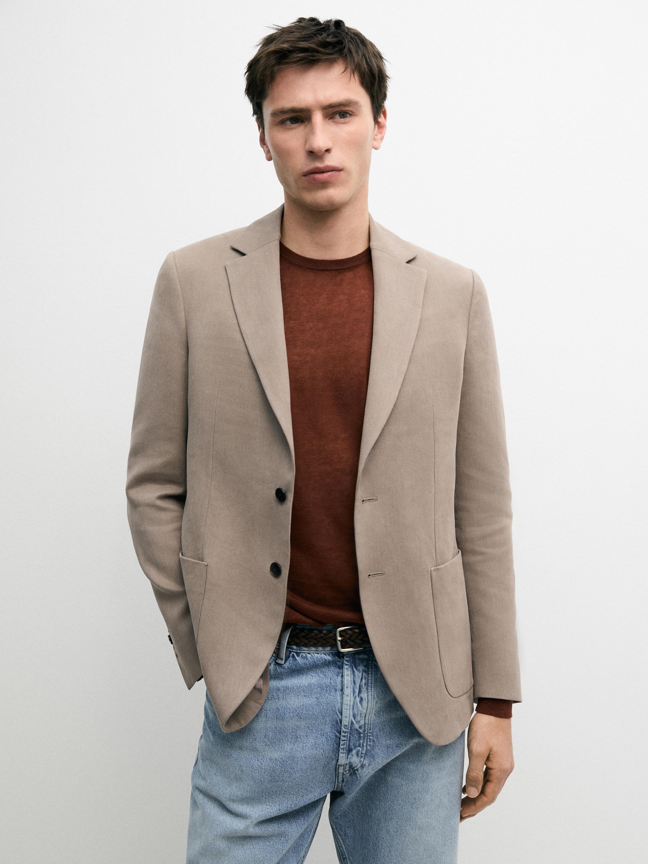 100% linen tailored blazer with pocket details